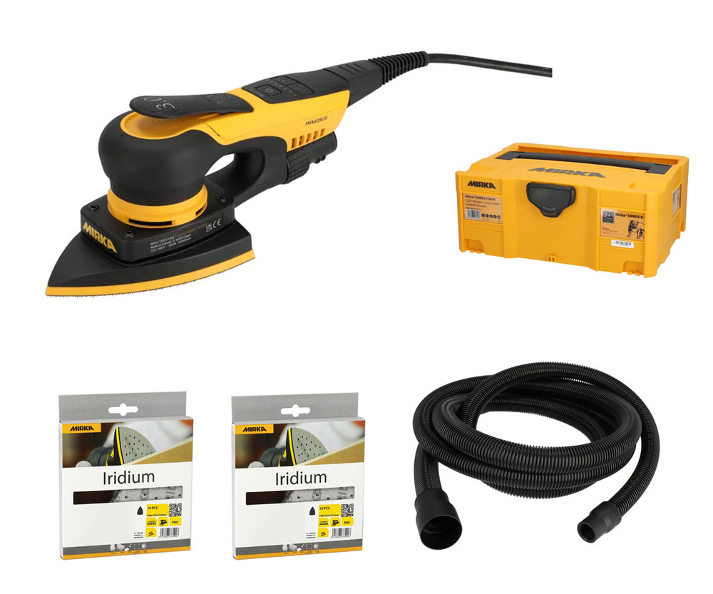Ponceuse DEOS II avec coffret, tuyau 4 m et abrasifs Iridium