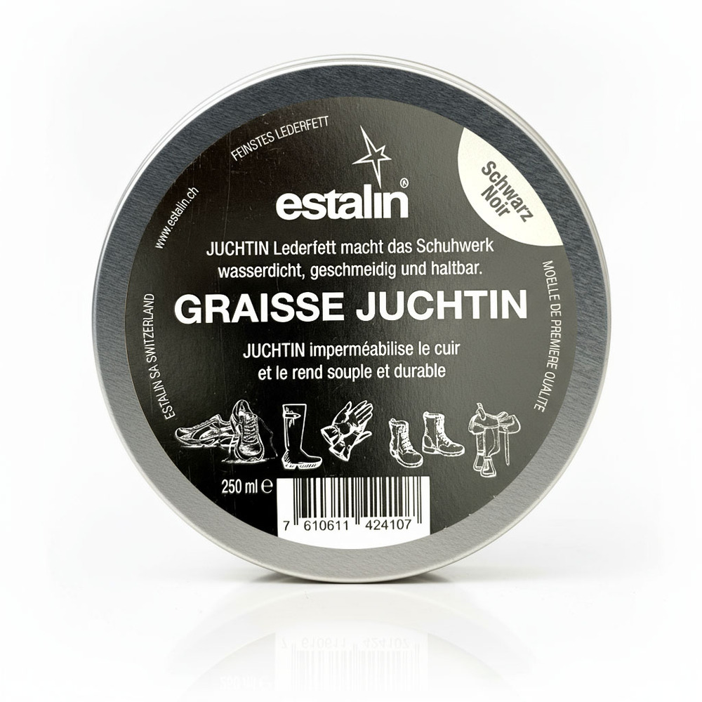 Boite de 250ml graisse noire Juchtin pour cuir de la marque estalin
