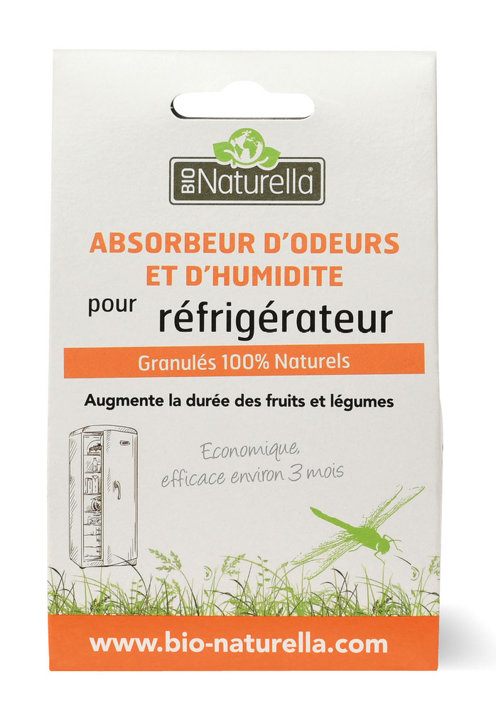 Absorbeur d'Odeurs et d'Humidité pour Réfrigérateur en sachet de 30g de granulés Bio Naturella