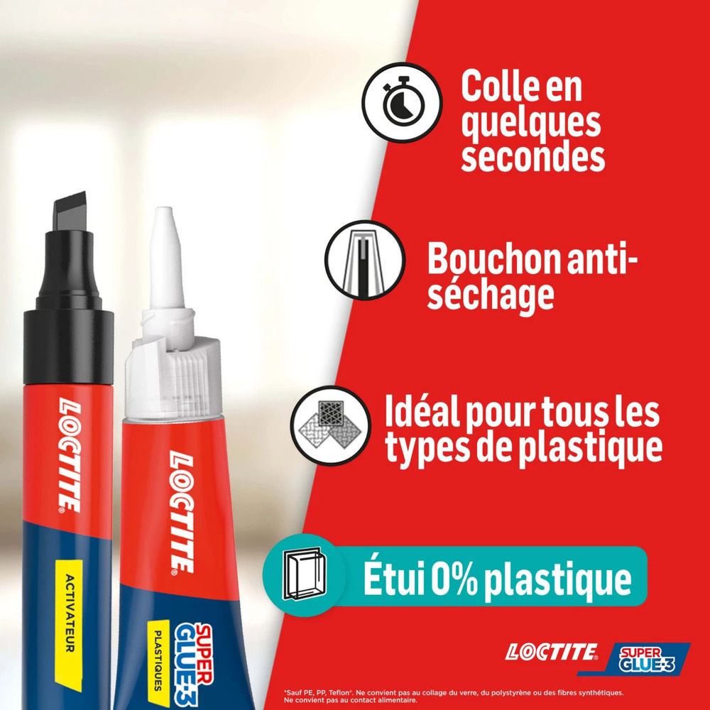 Superglue-3 Tous Plastiques Translucide 2g+4ml