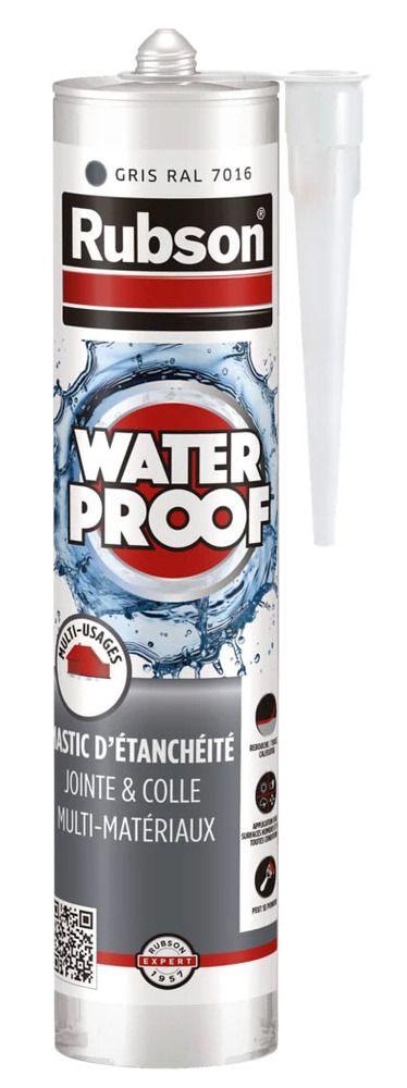 Mastic d'étanchéité polymère waterproof gris 280 ml en cartouche pour joints.