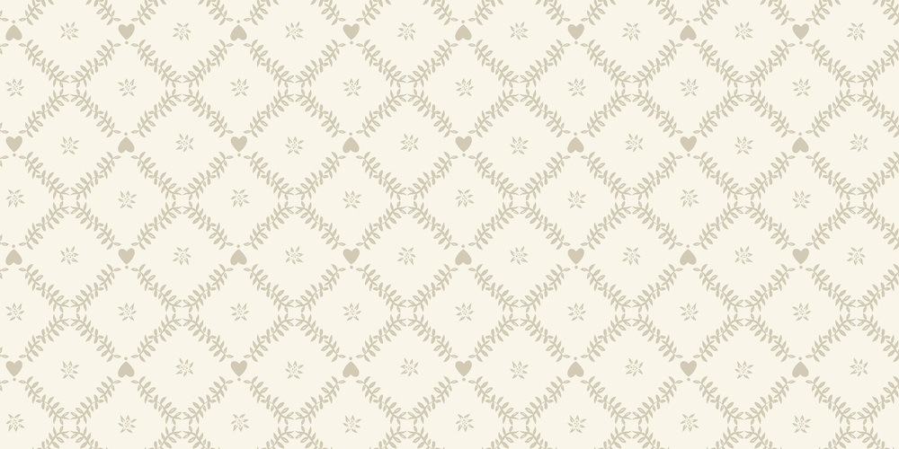 Toile cirée Déco imprimé beige romantique et vintage avec un treillis géométrique en losanges formé de guirlandes de feuillage délicat 140 cm x 20 m, imperméable et facile d'entretien.