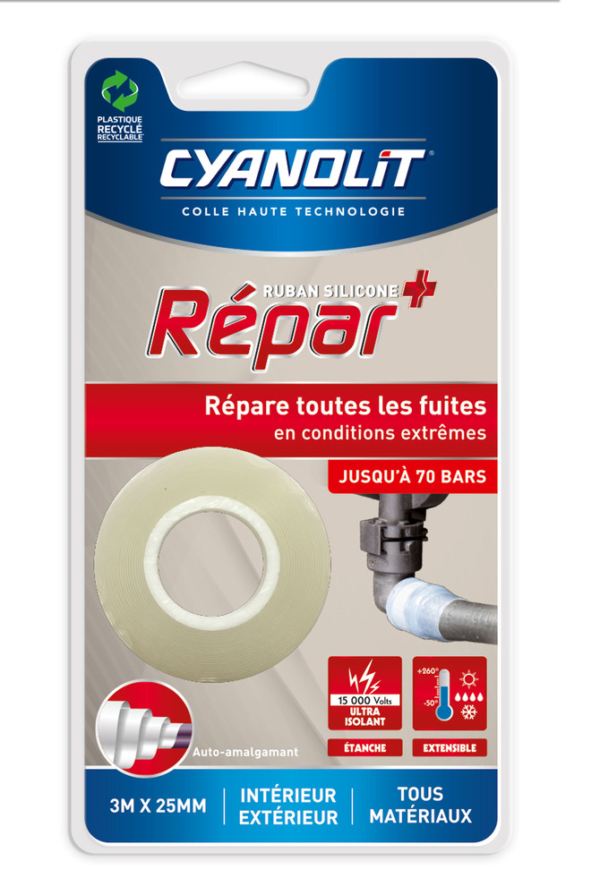 À l'unité Ruban Silicone Répar+ Répare Toutes Les Fuites 3 m x 25 mm