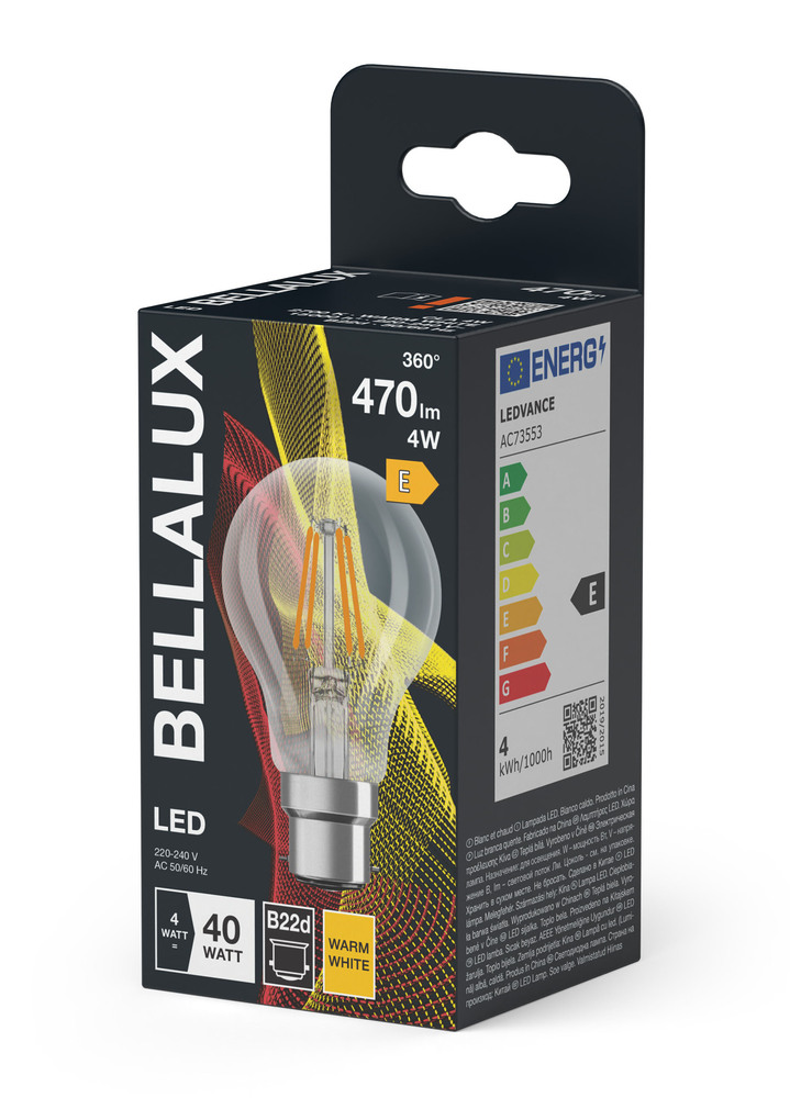 Boite Ampoule LED Transparente Classic A40  B22d 4W 720 lm Blanc Chaud