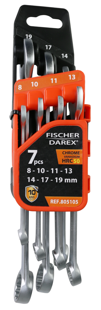 Jeu de 7 Clés Mixtes 8 à 19 mm avec Porte Outils, blister