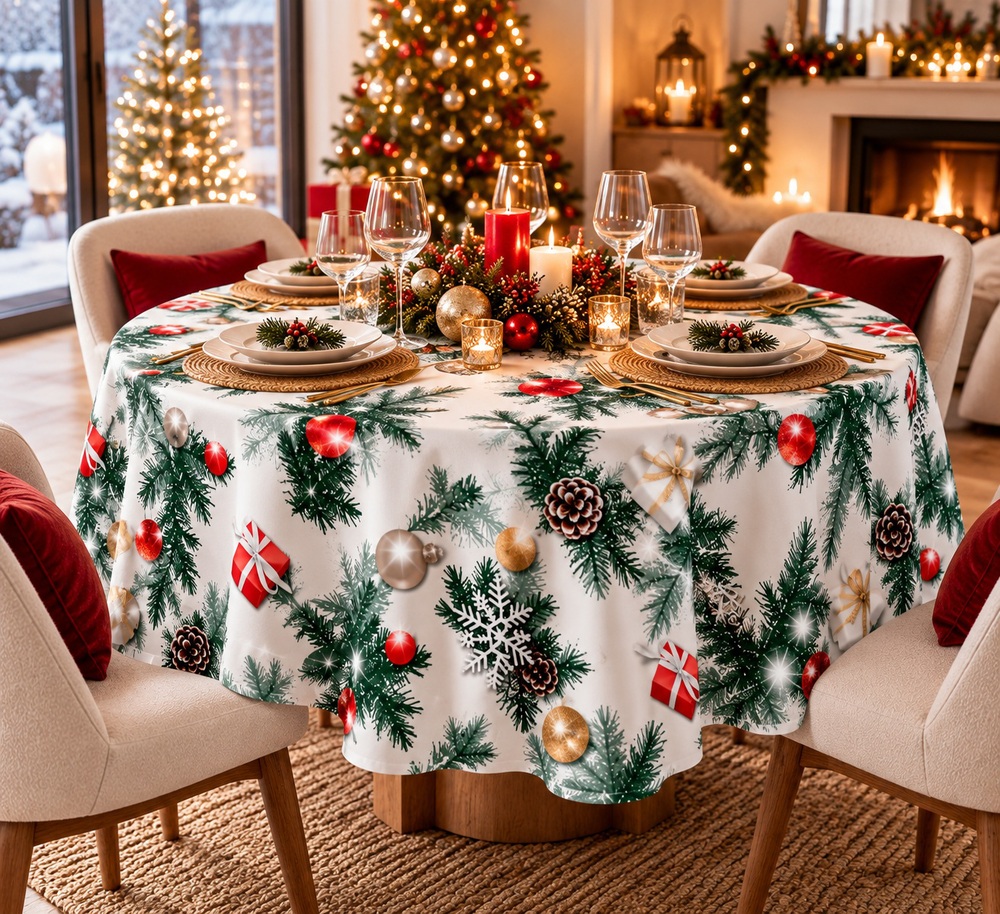 Nappe Laponie en Polyester Ronde