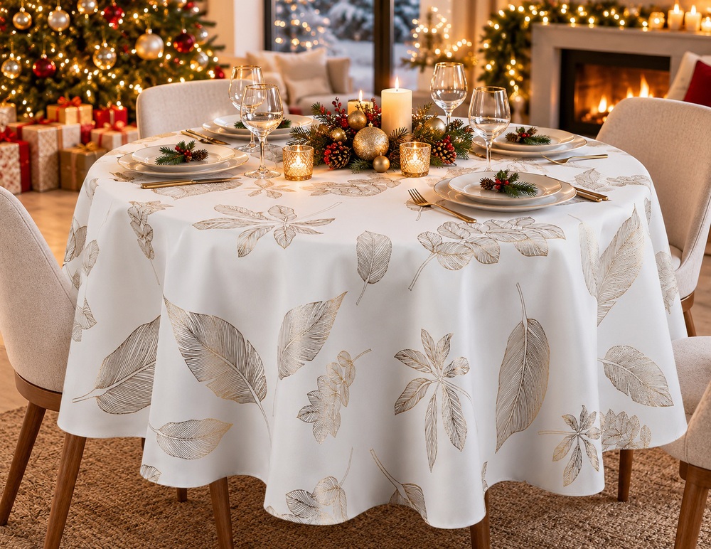 Nappe Thays Blanc en Polyester Ronde