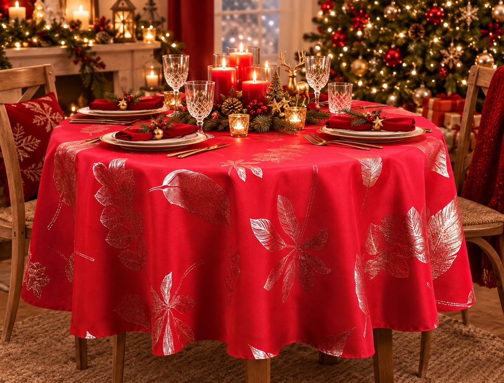 Nappe Thays Rouge en Polyester Ronde