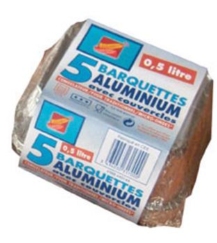 Barquettes aluminium lot de 5 sous film pour cuisson et conservation des aliments