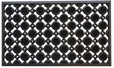 Grille en caoutchouc noire à pastilles picots pour gratter les pieds, usage extérieur, 45 x 75 cm