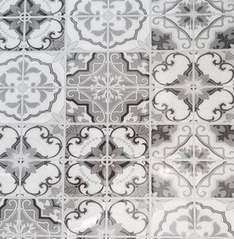 Carrelage adhésif 3D Vintage Noir, motif géométrique rétro pour revêtement mural.