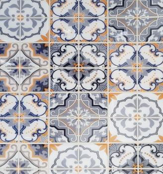 Carrelage adhésif 3D vintage jaune avec motifs en relief