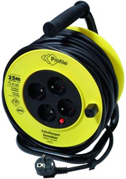 Enrouleur électrique avec câble 3G1.5 PVC de 25 mètres et 4 prises de courant