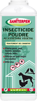 Insecticide Saniterpen Poudre au Pyrèthre Végétal Boite de 500g, efficace contre tous insectes pour le jardin et la maison.