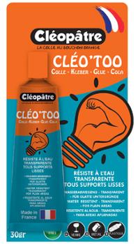 Colle Cléopâtre Cléo'too Cléo'Tech en tube de 30 g sous blister, idéale pour les loisirs créatifs et multi-matériaux.