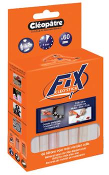 Bâtonnets de colle universelle Cléo'Stick Fix transparents pour mini pistolet à colle chaude, boîte de 60