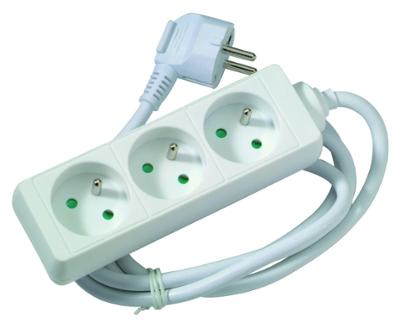 Multiprise blanche 3 prises avec interrupteur et câble de 1,50 m