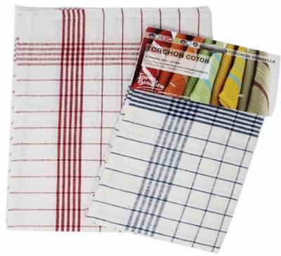 Torchon de cuisine Comptoir Auvergnat 68x43cm en coton absorbant, disponible en rouge ou bleu