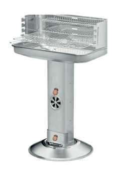 Barbecue Valencia à charbon de bois en métal noir avec roulettes et tablette latérale pour jardin