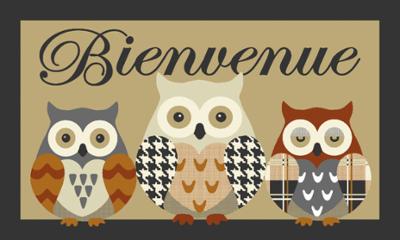 Tapis Patio Chouette 50 x 80 cm, tapis de sol décoratif motif hibou pour intérieur et extérieur.