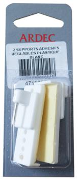 Supports adhésifs réglables en plastique blanc pour tringles à rideaux, lot de 2, sans perçage
