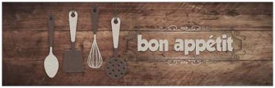 Tapis de sol déco rectangulaire Velvet Bon Appétit 45 x 150 cm, toucher doux