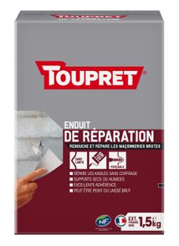 Enduit de réparation en poudre de 1.5 kg pour rebouchage extérieur, idéal pour murs et façades
