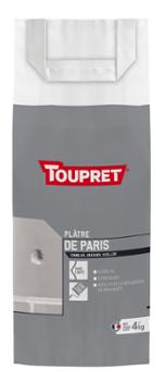 Plâtre de Paris en poudre 4 kg pour enduits, rebouchage et travaux de montage