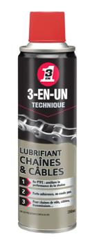 Lubrifiant 3-EN-UN Technique pour chaînes et câbles 250 ml en aérosol, protège de la corrosion