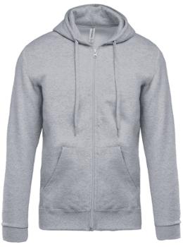 Sweat-shirt de travail zippé à capuche gris, matière résistante