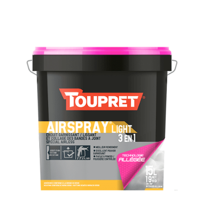 Enduit à projeter Airspray Light 3en1 Allégé Pâte 15L, prêt à l'emploi pour murs intérieurs