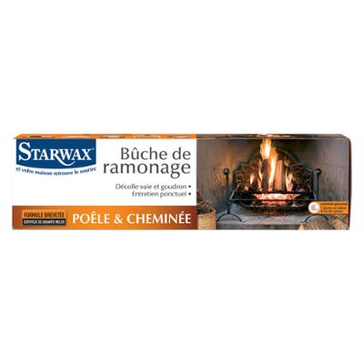 Bûche de ramonage chimique pour le nettoyage et l'entretien des conduits de cheminée et poêles à bois.