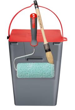 Boîte de rangement ParfaitBox en plastique robuste pour pinceaux et rouleaux de peinture.
