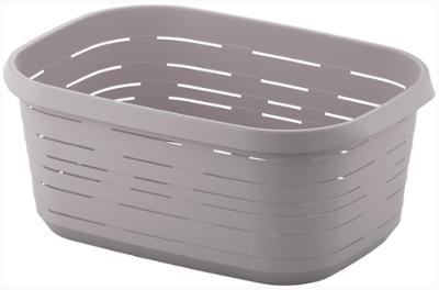 "Panier à linge rectangulaire ""Signature"" en tissu aspect lin 48L avec poignées de transport"