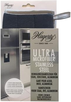 Gant de ménage en microfibre pour nettoyer les surfaces en acier inoxydable et aluminium sans rayer.