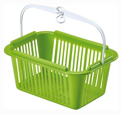 Panier vide pour pinces à linge en polypropylène blanc de 25x20x10 cm avec poignée de transport.