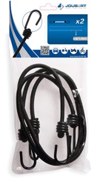 Sandow universel noir de Ø8 mm avec crochets, lot de 2, pour arrimage et fixation.