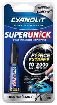 Colle cyanoacrylate Superunick Force Extrême Gel 3g pour des fixations ultra-résistantes