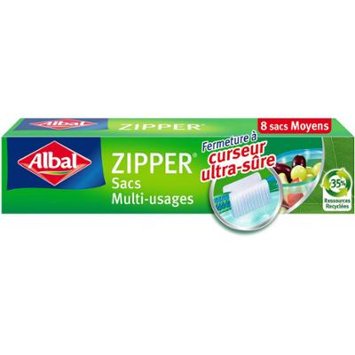 Sacs de congélation moyen format x8 transparents avec fermeture zip pour aliments frais.