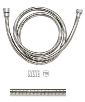 Flexible de douche double agrafage en laiton chromé, résistant et anti-torsion