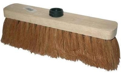 Balai plat en fibres de coco et bois, robuste, 29 cm de large, avec douille