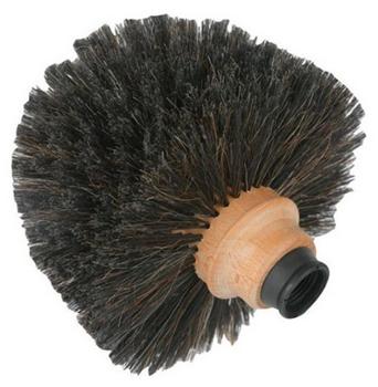Brosse de ménage KAROP'S Tête de Loup en bois, crin naturel et PVC noir, idéale pour dépoussiérer les angles et recoins.