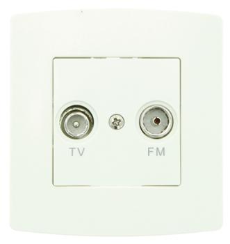 Prise antenne murale TV FM blanche