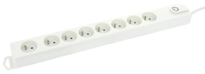 Multiprise 8 prises blanche avec interrupteur et câble 1.5m pour matériel électrique