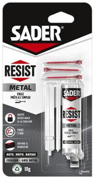 Colle bi-composant Resist Metal gris métal 10g pour réparations durables sur métaux