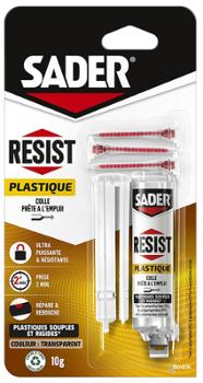 Colle bi-composant Resist transparente 10g pour plastique et PVC, forte adhérence pour assemblage et réparation.