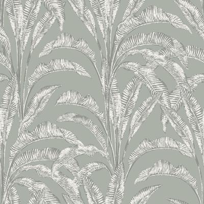Papier peint vinyle grainé M61904 sur intissé motifs feuillage fond vert