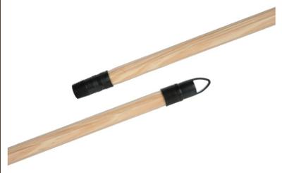 Manche long en bois brut cannelé à vis pour balai ou brosse de ménage