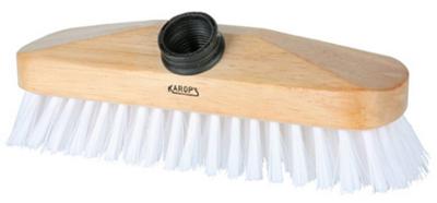 Brosse lave pont KAROP'S en bois ciré, fibres nylon, avec douille pour manche, résistante pour nettoyage extérieur.