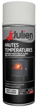 Peinture haute température 600° blanc brillant en aérosol de 400 ml, idéale pour métaux.